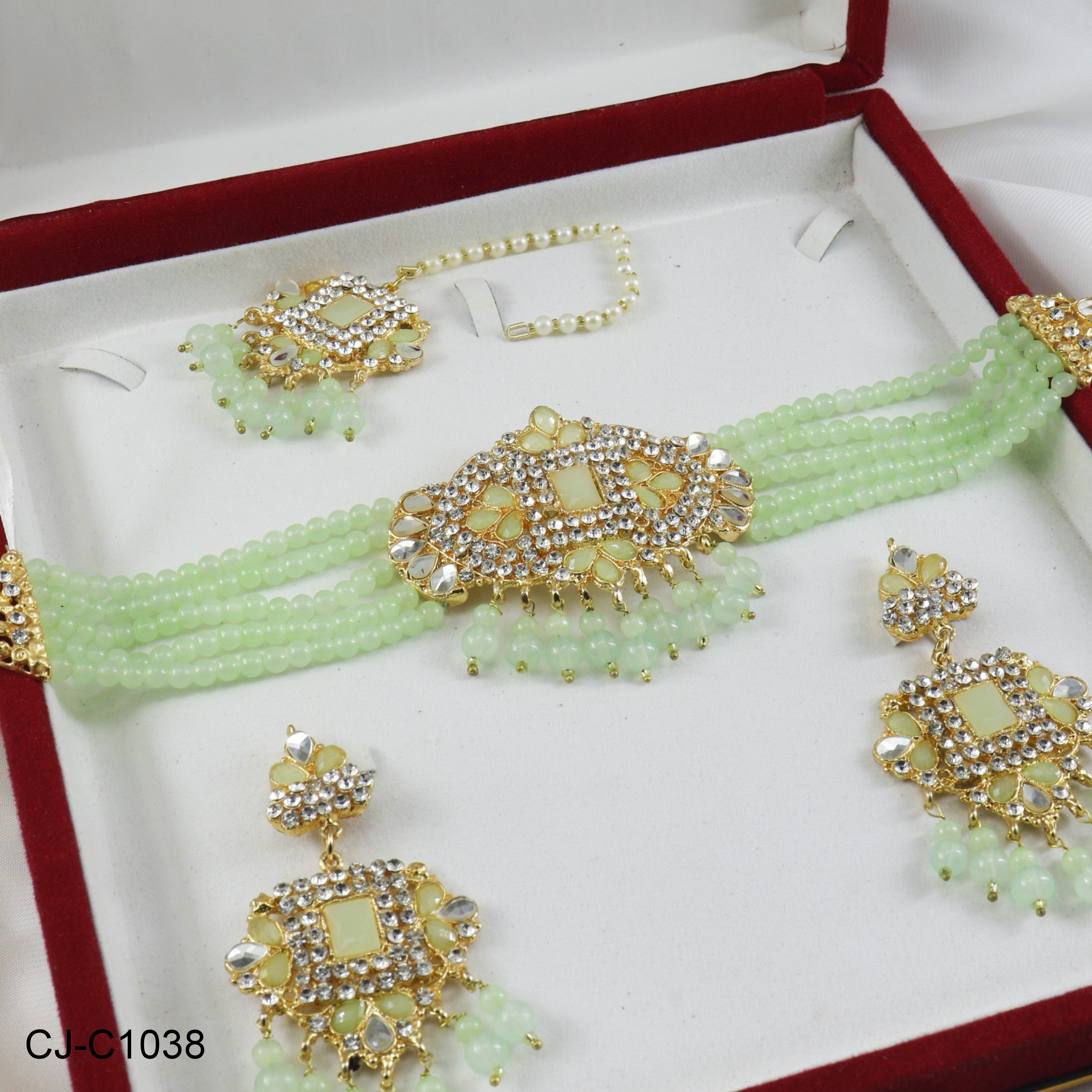 CJ-C1038 CHOKER SET (LIGHT GREEN)